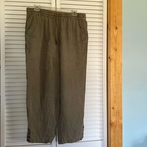 Nicole Miller linen pants large live green